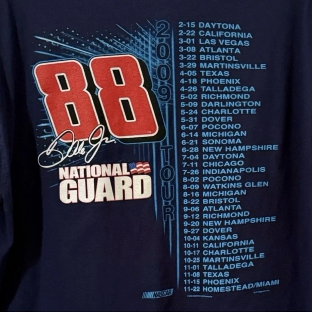 2009 Dale Earnhardt Jr NASCAR Tour Tee XL #88 National Guard Racing - Picture 4 of 5